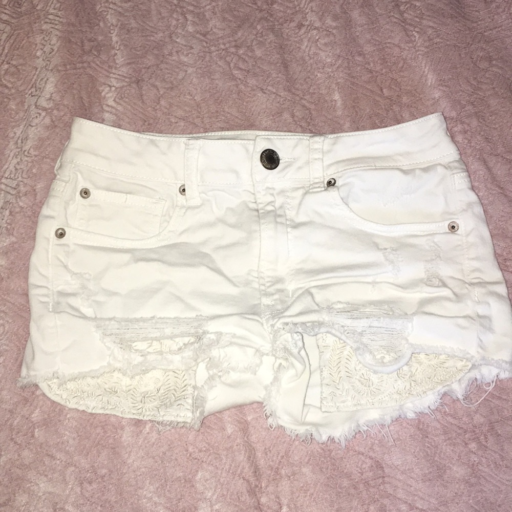 White denim shorts